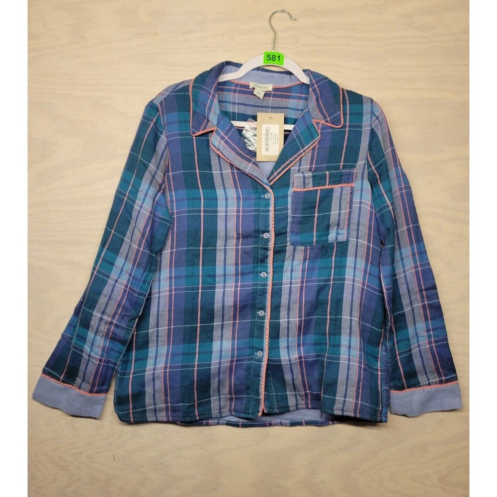 Sundance Women's SZ S Pajama Top Plaid Flannel Button Up Lined Toboggan Trails